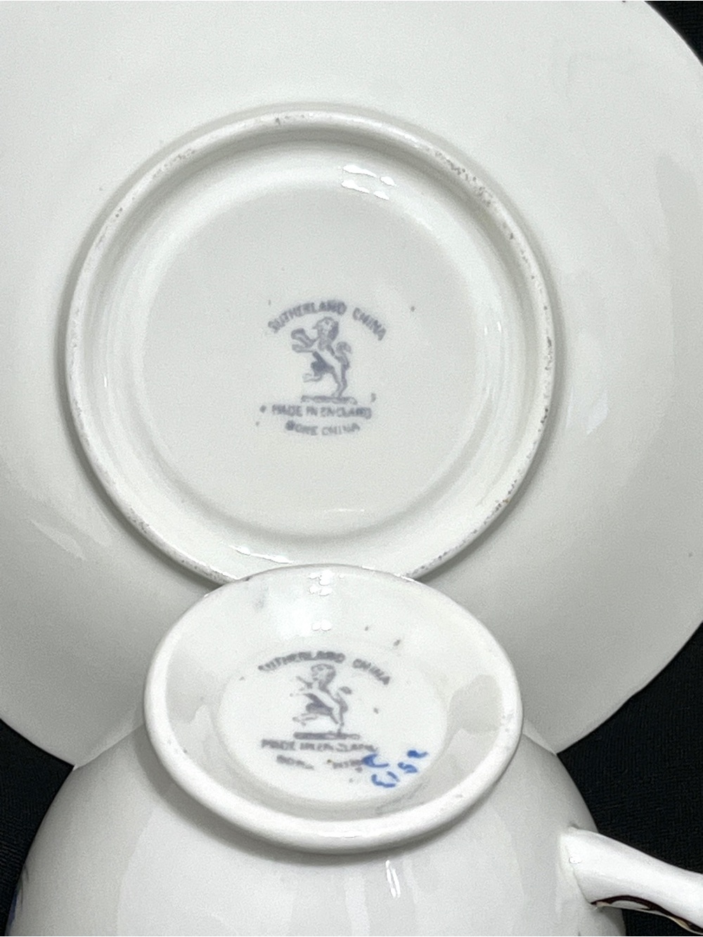 Sutherland China England C352 Blue Floral Teacup & Saucer Set Vintage - Picture 3 of 4